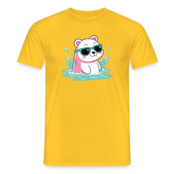 Aquatic Polar Bear in Cool Glasses - Men's T-Shirt - yellow - Front - AI Model Male 178 dark (178cm)