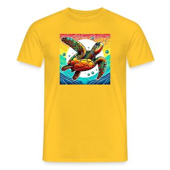 tortue - T-shirt homme - jaune - Devant - AI Model Male 178 dark (178cm)