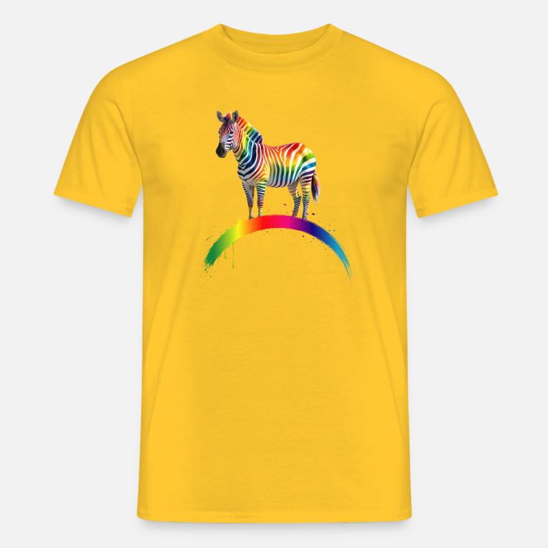 Regenbogen Zebra Farbverlauf Kunst Design - Männer T-Shirt - Gelb