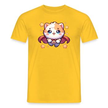 Helden Kätzchen Superheld Katze Super Mieze - Männer T-Shirt - Gelb - Vorne - AI Model Male 178 dark (178cm)