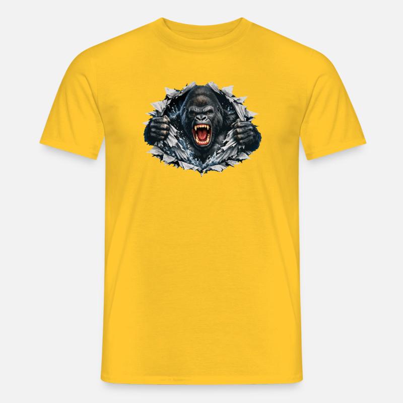 Gorilla bricht durch: Brüllende Kraft - Männer T-Shirt - Gelb