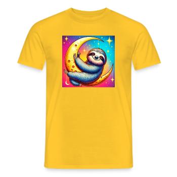 Sloth sleeps on the Moon - Men's T-Shirt - yellow - Front - AI Model Male 178 dark (178cm)