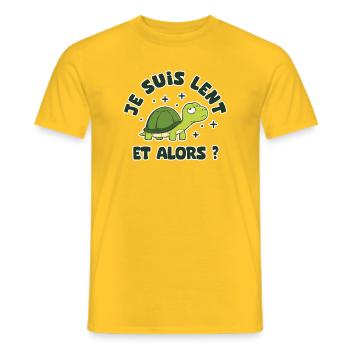 je suis lent et alors humour de travail - T-shirt homme - jaune - Devant - AI Model Male 178 dark (178cm)