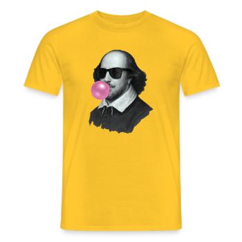 William Shakespeare with chewing gum and sunglasses - Men's T-Shirt - yellow - Front - AI Model Male 178 dark (178cm)