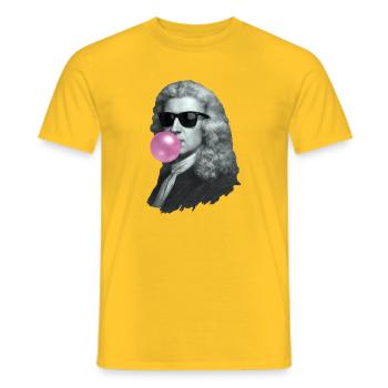 Isaac Newton mit Kaugummi und Sonnenbrille - Männer T-Shirt - Gelb - Vorne - AI Model Male 178 dark (178cm)