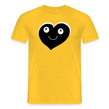 Black Heart Hearts Emotions - Men's T-Shirt - yellow - Front - AI Model Male 178 dark (178cm)