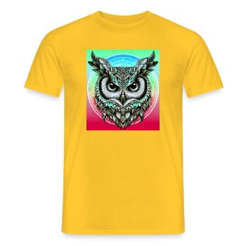 Eule - Männer T-Shirt - Gelb - Vorne - AI Model Male 178 dark (178cm)