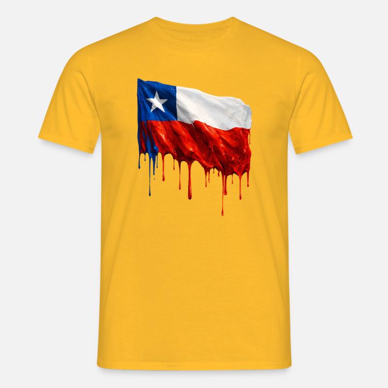 Chile Flag Dripping Solid - Men's T-Shirt - yellow