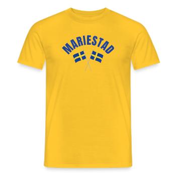 Mariestad a traversé les drapeaux suédois - T-shirt homme - jaune - Devant - AI Model Male 178 dark (178cm)