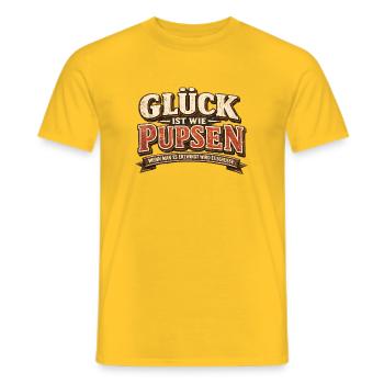Glück ist wie Pupsen Vintage Spruch - Männer T-Shirt - Gelb - Vorne - AI Model Male 178 dark (178cm)