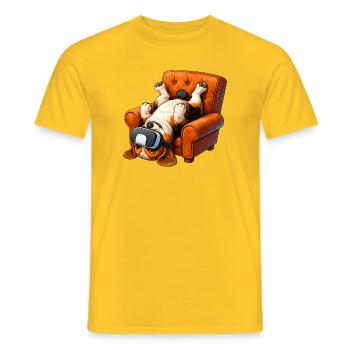 Mops VR Gamer Sessel Cartoon - Männer T-Shirt - Gelb - Vorne - AI Model Male 178 dark (178cm)