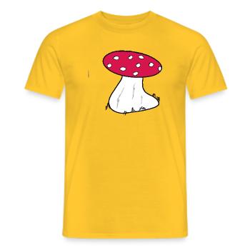 Red Toadstool Cartoon Pattern - Men's T-Shirt - yellow - Front - AI Model Male 178 dark (178cm)