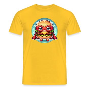 Hamburger Super-héros Burger Snack de restauration rapide - T-shirt homme - jaune - Devant - AI Model Male 178 dark (178cm)