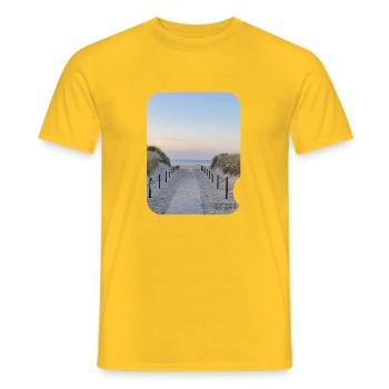 Dune path by the sea sunset - Men's T-Shirt - yellow - Front - AI Model Male 178 dark (178cm)