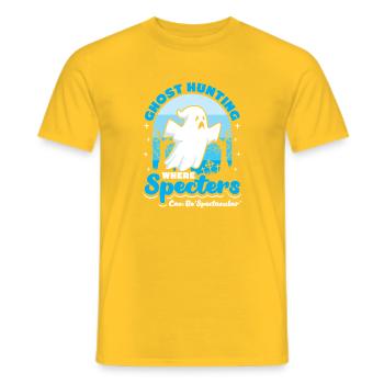 Ghost Hunter Halloween English Saying - Men's T-Shirt - yellow - Front - AI Model Male 178 dark (178cm)