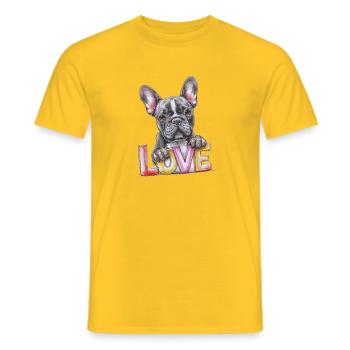 Französische Bulldogge Love - Männer T-Shirt - Gelb - Vorne - AI Model Male 178 dark (178cm)
