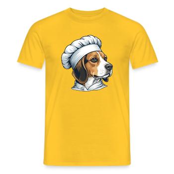 Chef Beagle – Chef chien drôle - T-shirt homme - jaune - Devant - AI Model Male 178 dark (178cm)