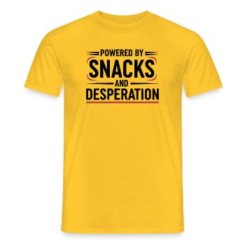Powered By Snacks and Desperation - Men's T-Shirt - yellow - Front - AI Model Male 178 dark (178cm)