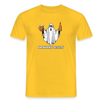 Baranormal Activity - Beer and Ghost Humor - Men's T-Shirt - yellow - Front - AI Model Male 178 dark (178cm)
