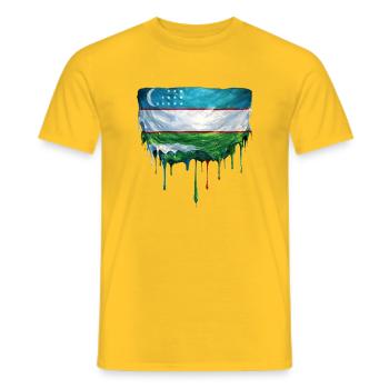 Art du drapeau tombé en Ouzbékistan - T-shirt homme - jaune - Devant - AI Model Male 178 dark (178cm)