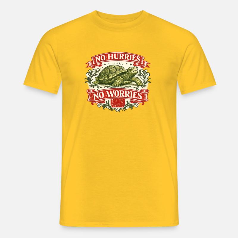 Keine Eile, keine Sorge, Turtle - Männer T-Shirt - Gelb
