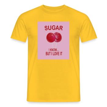 Sweet Sugar Love Pink Candy Humor Shirt - Männer T-Shirt - Gelb - Vorne - AI Model Male 178 dark (178cm)