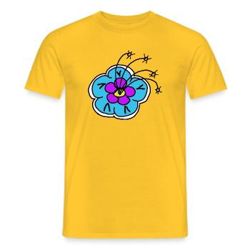 Blue Flower Floral Motif Retro Flower - Men's T-Shirt - yellow - Front - AI Model Male 178 dark (178cm)