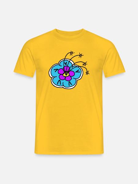 Blaue Blume Blumenmotiv Retro Blume - Männer T-Shirt - Gelb