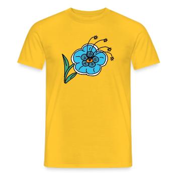Handgezeichnete blaue Blume Kinder Kind - Männer T-Shirt - Gelb - Vorne - AI Model Male 178 dark (178cm)