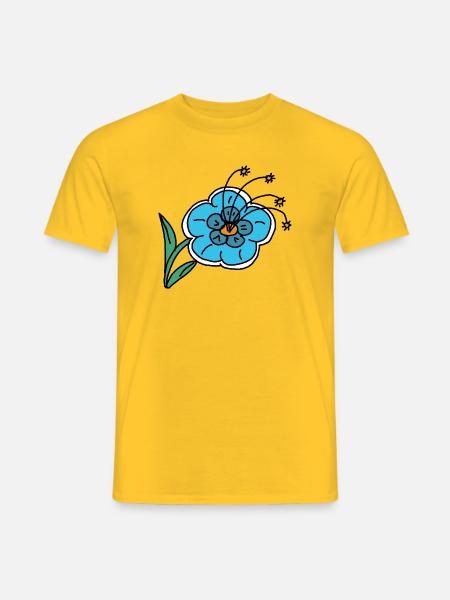 Handgezeichnete blaue Blume Kinder Kind - Männer T-Shirt - Gelb