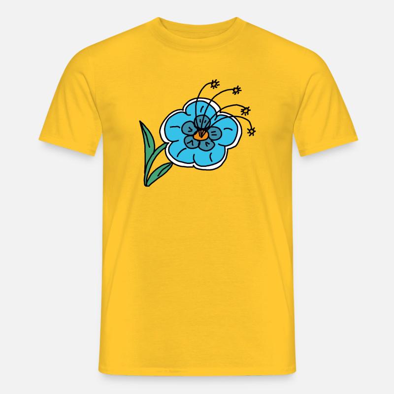 Handgezeichnete blaue Blume Kinder Kind - Männer T-Shirt - Gelb