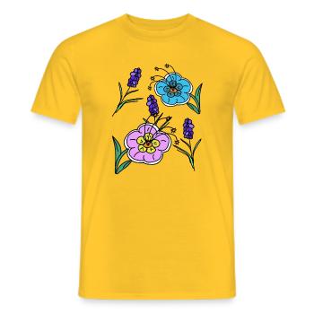 Sommer Garten Blumen Retro Blume - Männer T-Shirt - Gelb - Vorne - AI Model Male 178 dark (178cm)