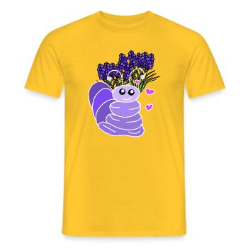 Lavender Friend le ver drôle pour les enfants - T-shirt homme - jaune - Devant - AI Model Male 178 dark (178cm)