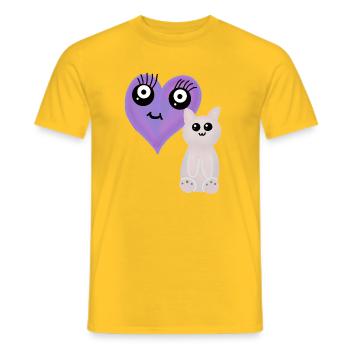Cat Hearts Pets Cats - Men's T-Shirt - yellow - Front - AI Model Male 178 dark (178cm)