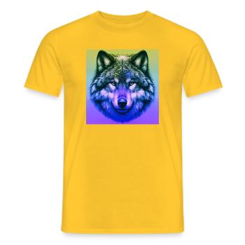 Wolf - Männer T-Shirt - Gelb - Vorne - AI Model Male 178 dark (178cm)