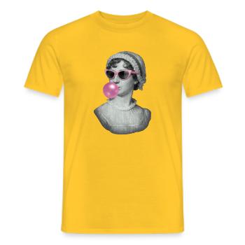 Jane Austen with bubblegum and sunglasses - Men's T-Shirt - yellow - Front - AI Model Male 178 dark (178cm)
