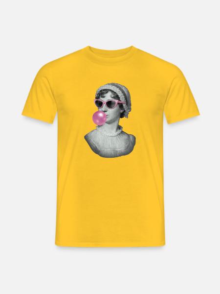 Jane Austen with bubblegum and sunglasses - Men's T-Shirt - yellow