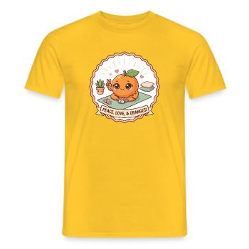 « Paix, Amour et Oranges ! » - Yoga - T-shirt homme - jaune - Devant - AI Model Male 178 dark (178cm)