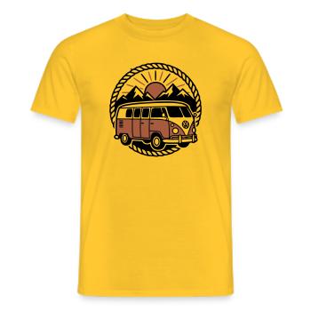 Célèbre Retro Vanlife Camper Bus - T-shirt homme - jaune - Devant - AI Model Male 178 dark (178cm)