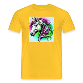 horse - Men's T-Shirt - yellow - Front - AI Model Male 178 dark (178cm)