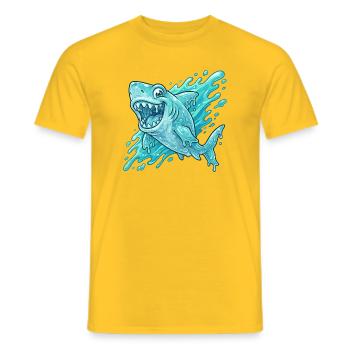 Blue Shark Splash Adventure - Men's T-Shirt - yellow - Front - AI Model Male 178 dark (178cm)
