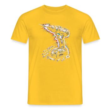 Outil de tournevis sans fil : conception DIY - T-shirt homme - jaune - Devant - AI Model Male 178 dark (178cm)