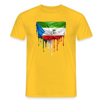 Equatorial Guinea Flagge in Tropfenkunst - Männer T-Shirt - Gelb - Vorne - AI Model Male 178 dark (178cm)
