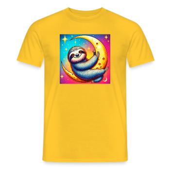 La paresse dort sur la Lune - T-shirt homme - jaune - Devant - AI Model Male 178 dark (178cm)