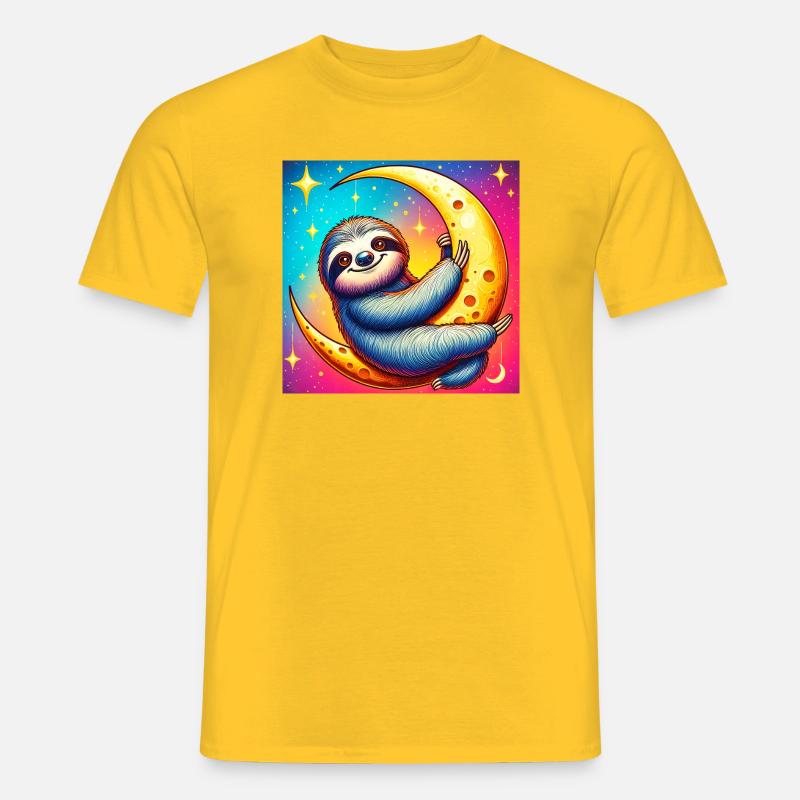 Faultier schläft auf dem Mond - Männer T-Shirt - Gelb
