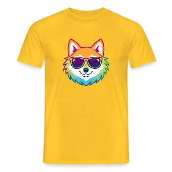 Rainbow Fox Glasses - Men's T-Shirt - yellow - Front - AI Model Male 178 dark (178cm)