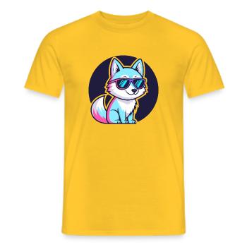 Neonfuchs mit Brille - Männer T-Shirt - Gelb - Vorne - AI Model Male 178 dark (178cm)