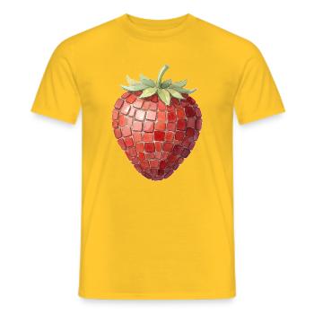 Strawberry Mosaic Art — Watercolor Print - Men's T-Shirt - yellow - Front - AI Model Male 178 dark (178cm)