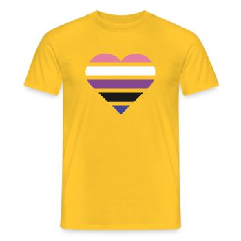 Pride Flag Heart · Genderfluid - Men's T-Shirt - yellow - Front - AI Model Male 178 dark (178cm)