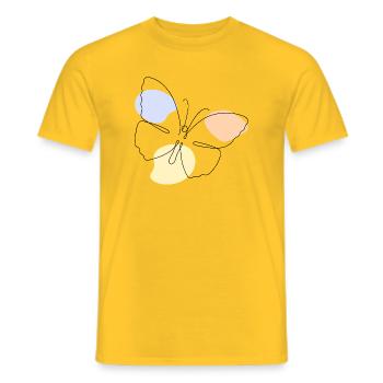 Minimal Butterfly Line Art Aesthetic Boho Shirt - Männer T-Shirt - Gelb - Vorne - AI Model Male 178 dark (178cm)